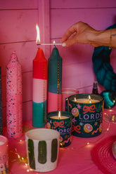 Stripe Ceramic Candle Pot & Candle Refill